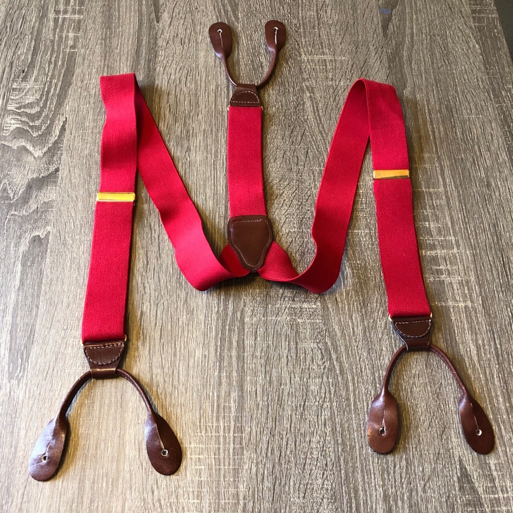 😎 Vintage Suspenders Red Leather CAS Germany
